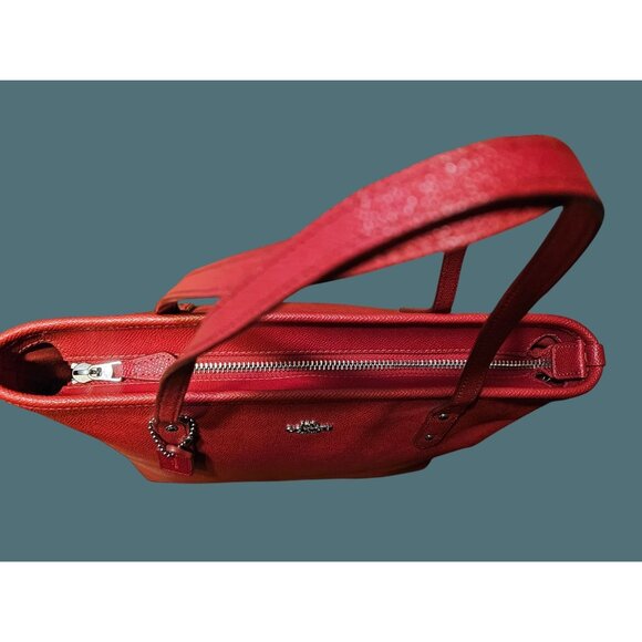 Coach Mini City Zip Tote Crossgrain Leather Red Shoulder Bag- - Picture 11 of 16